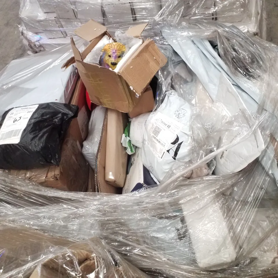 PALLET CONTAINING ASSORTED PRODUCTS INCLUDING MASSAGE STICK, CLOTHING & SHADE SAIL