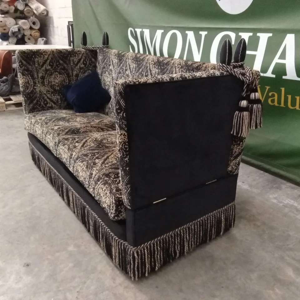 QUALITY HIGH-END DESIGNER JACOBEAN STYLE SPRUNG EDGE PLATFORM 3 SEATER SOFA