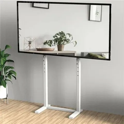 BOXED WHITE UNIVERSAL FLOOR TV STAND MOUNT HEIGHT ADJUSTABLE TV BRACKET