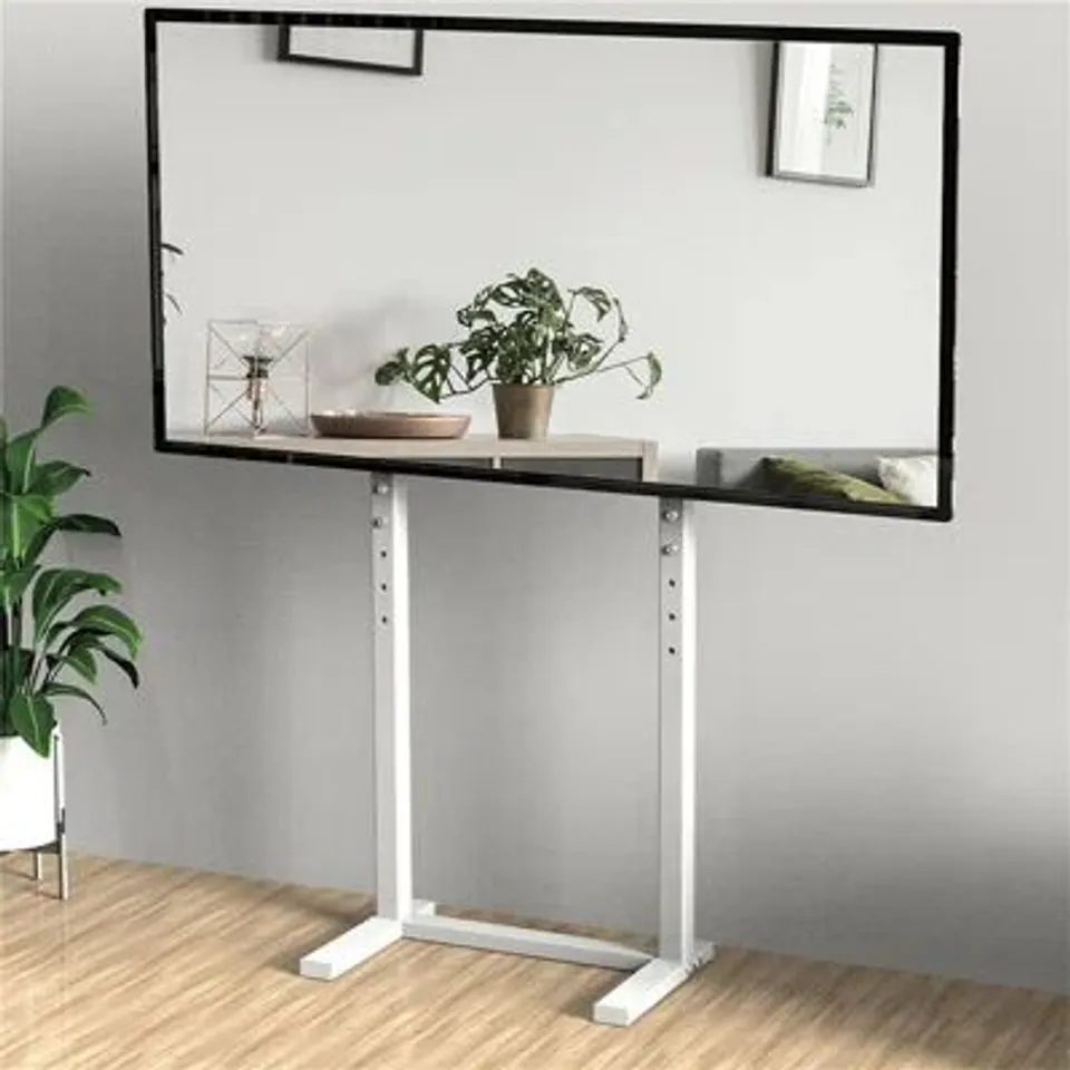 BOXED WHITE UNIVERSAL FLOOR TV STAND MOUNT HEIGHT ADJUSTABLE TV BRACKET