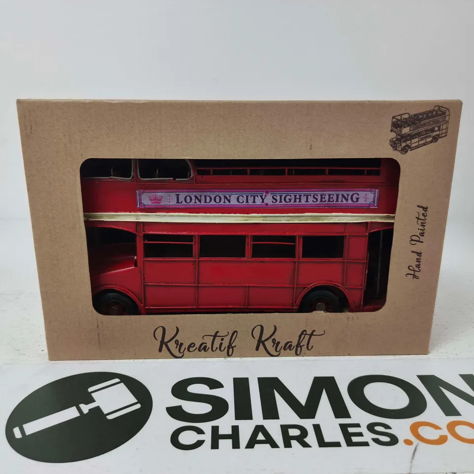 KREATIF KRAFT HAND-PAINTED LONDON CITY SIGHTSEEING DOUBLE-DECKER BUS MODEL