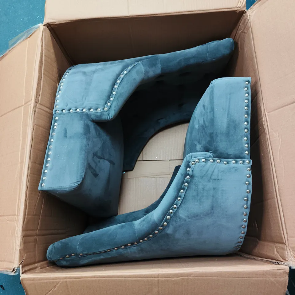 WARWICK PAIR OF VELVET DINING CHAIRS WITH LEGS FOR ASSEMBLY - CHARCOAL/BLACK - FSC CERTIFIED - COLLECTION ONLY