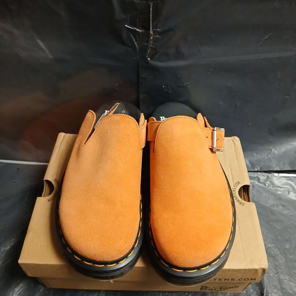 BOXED PAIR OF DR. MARTENS ZEBZAG MULE – ORANGE ZEST SUEDE, UK 6 