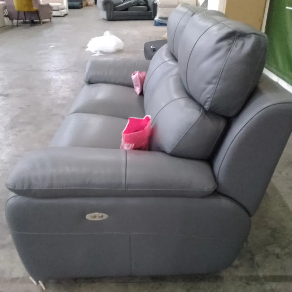 QUALITY ITALIAN DESIGNER PATRIZIO 2 SEATER ELETRIC RECLINER SOFA - GREY ANTHRACITE LEATHER