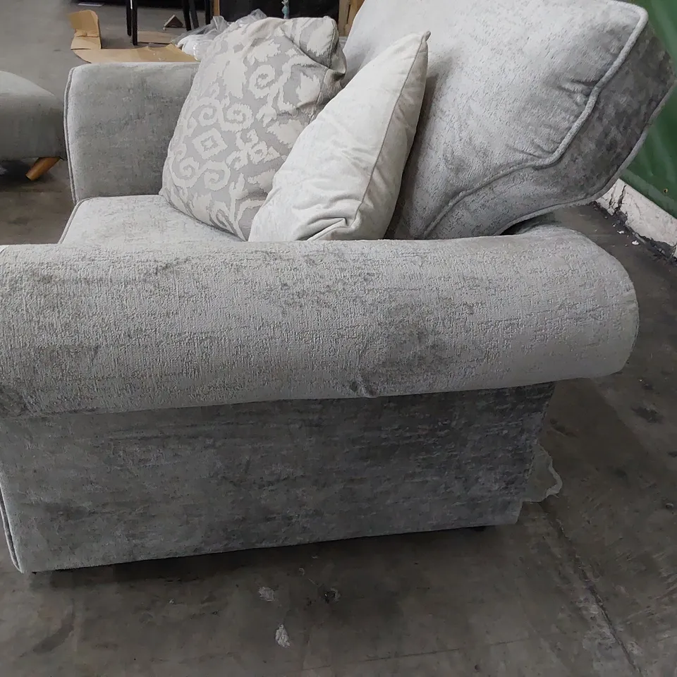 DESIGNER SNUGGLER CHAIR SILVER FABRIC 
