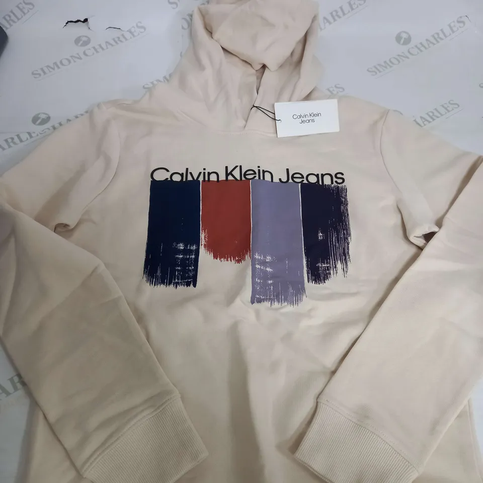 CALVIN KLEIN JEANS CREAM HOODIE - 14YEARS