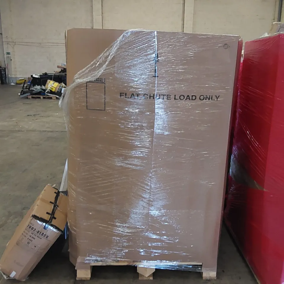 PALLET OF ASSORTED ITEMS INCLUDING: RICE COOKER, OFFICE CHAIR, RETRACTABLE SAFETY GATE, LED CEILING LIGHT, TOILET SEAT 
