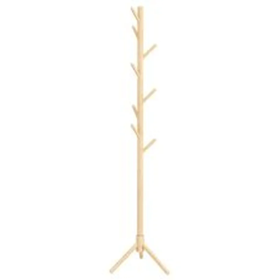 BOXED HOMCOM EIGHT-HOOK WOODEN COAT RACK - NATURAL (1 BOX)