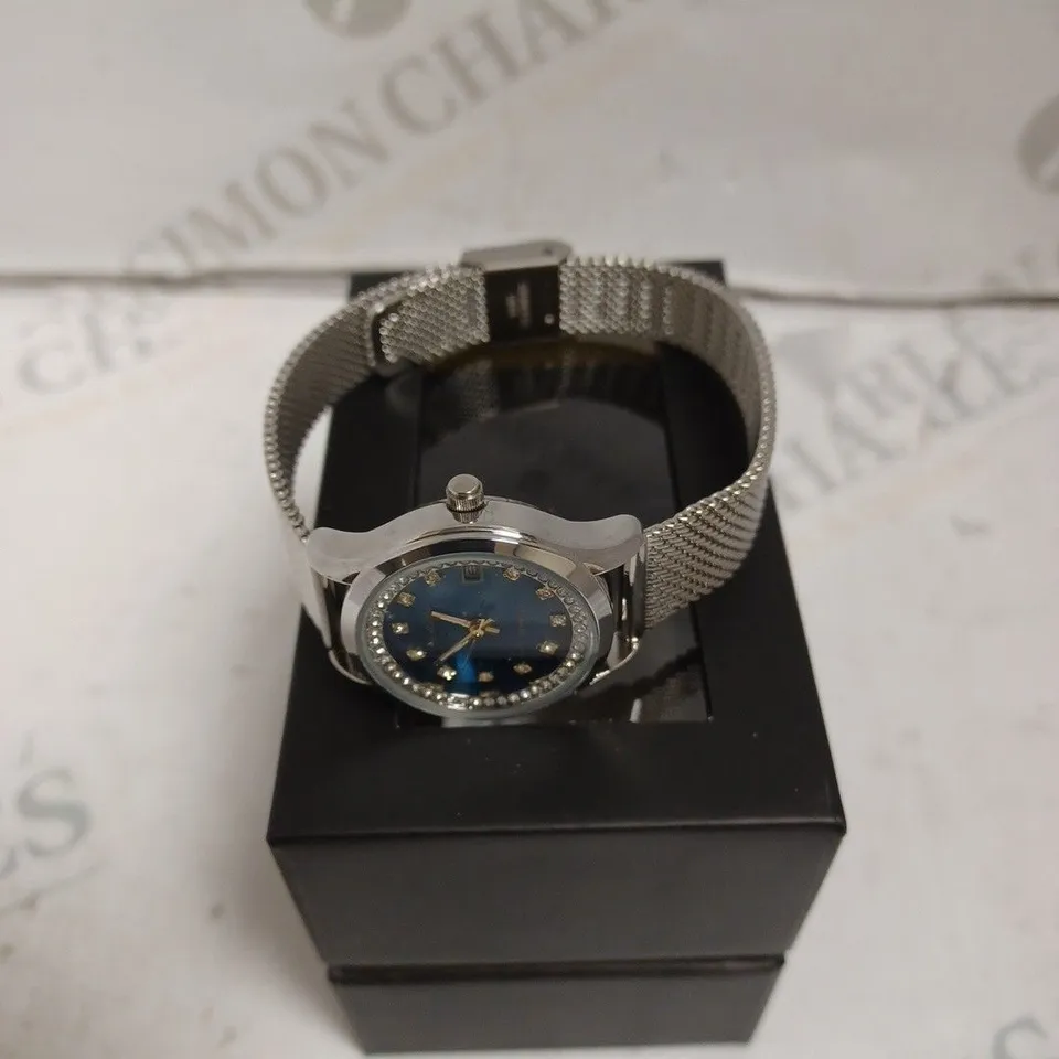 BOXED SEKONDA LADIES BLUE DIAL WATCH WITH MESH BRACELET - JAPAN MOVEMENT - 5 ATM. 