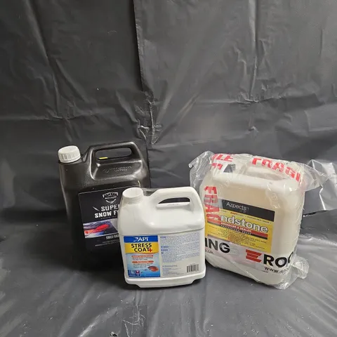 3 ASSORTED LARGE LIQUIDS TO INCLUDE API STRESS COAT, SANDSTONE ENHANCER & SEALER, SUPER SNOW FOAM, ETC - COLLECTION ONLY