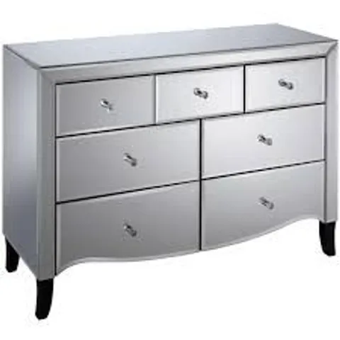 BOXED BIRLEA PALERMO 7 DRAWER MIRRORED CHEST OF DRAWERS