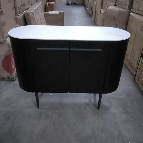 DANETTI MANHATTAN BLACK ASH AND MARBLE CERAMIC SMALL SIDEBOARD