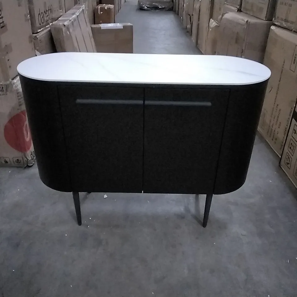 DANETTI MANHATTAN BLACK ASH AND MARBLE CERAMIC SMALL SIDEBOARD