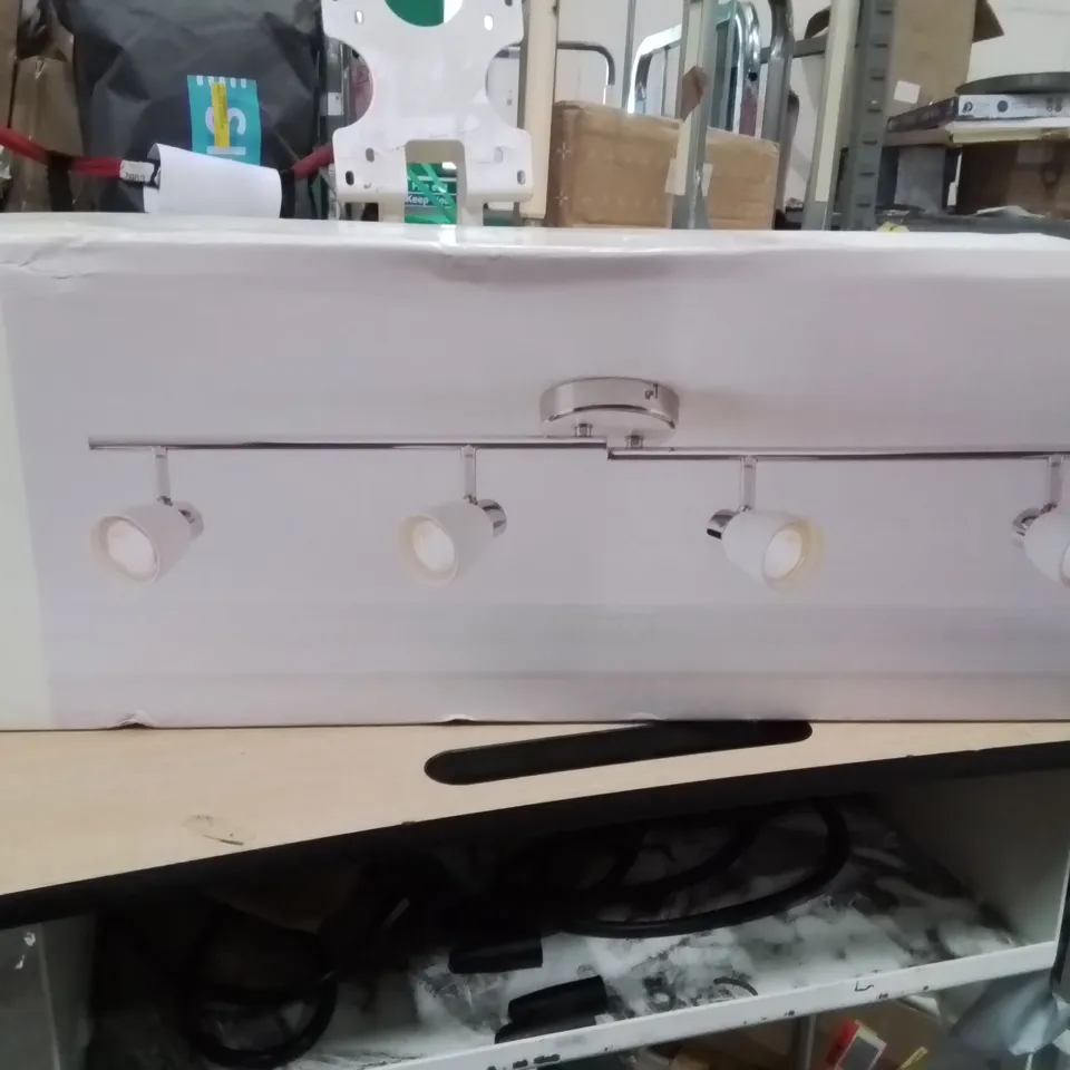 BOXED ALTO 4 LIGHT SPOTLIGHT BAR CHROME EFFECT AND WHITE PAINT