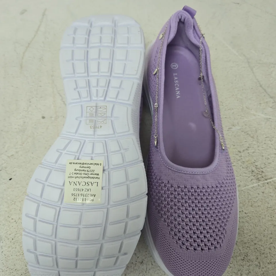 LASCANA LAVENDER KNIT SLIP-ON TRAINERS – UK 9