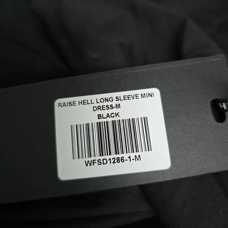 WHITE FOX RAISE HELL LONG SLEEVE MINI DRESS – BLACK, UK M
