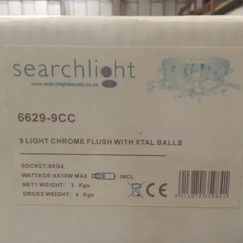 BOXED SEARCHLIGHT 9 LIGHT CHROME FLUSH WITH XTAL BALLS