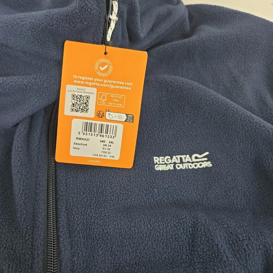 REGATTA GREAT OUTDOORS NAVY FLEECE WITH HALF-ZIP, UK 24