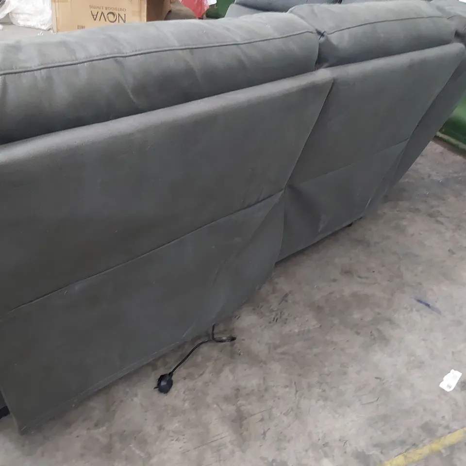 DESIGNER POWER RECLINING CORNER GROUP DARK GREY MACAU FABRIC 