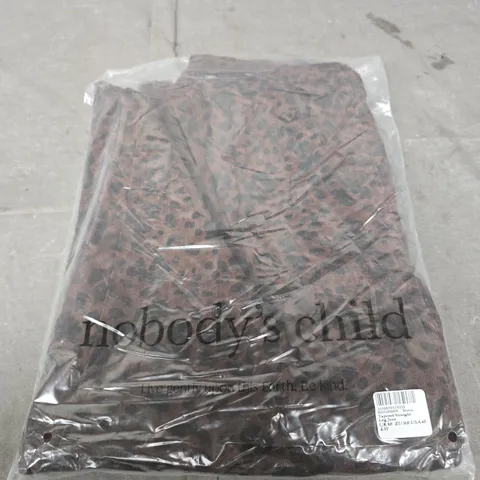 NOBODY'S CHILD TAPERED STRAIGHT LEG JEANS – BROWN LEOPARD-PRINT, UK 8R