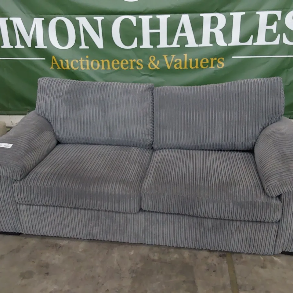 DESIGNER THREE SEATER SOFA GREY JUMBO CHORD