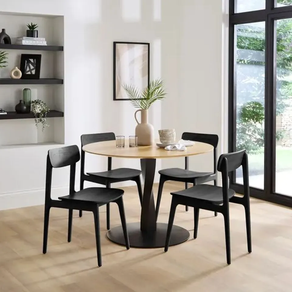 BOXED ARLETTE ROUND DINING TABLE - BLACK SATIN (2 BOXES)