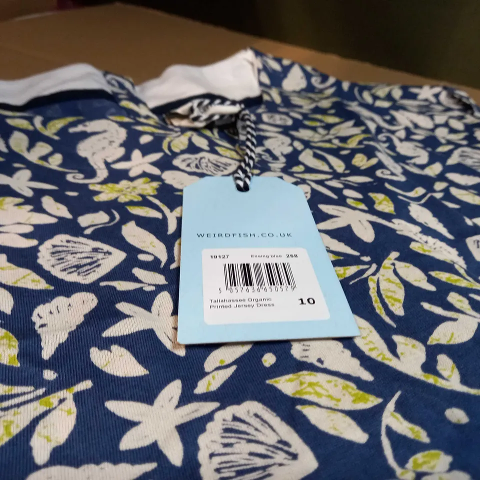 WEIRD FISH ENSING BLUE PRINTED JERSEY DRESS - SIZE 10