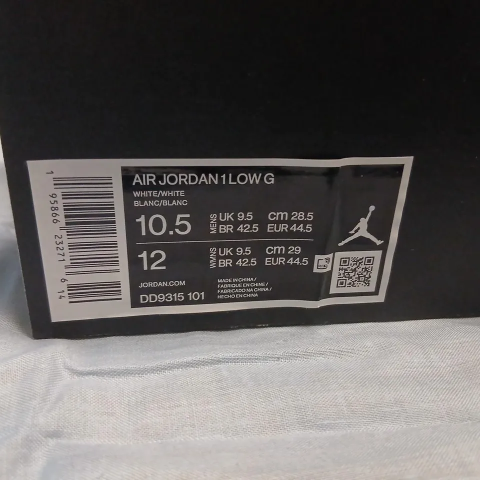 AIR JORDAN 1 LOW G WHITE/WHITE – UK 9.5 (US 10.5)