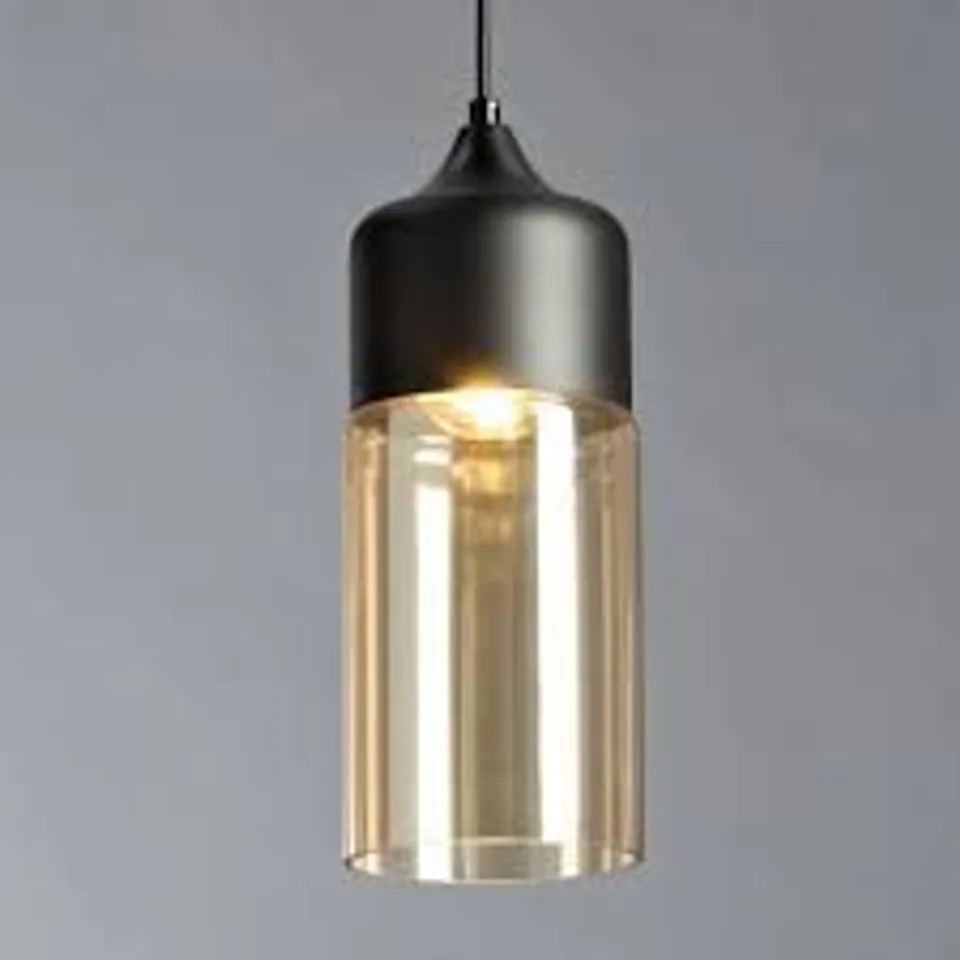 BOXED RODERICK 1-LIGHT AMBER BLACK CYLINDER PENDANT (1 BOX)