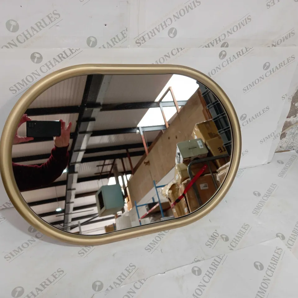 BOXED GARDEN TRADING NOVELLO WALL MIRROR IN ANTIQUE BRASS-IRON - SIZE APPROX 50CM X 70CM