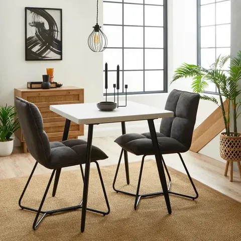 BOXED ZURI 2 SEATER SQUARE DINING TABLE, GREY CONCRETE EFFECT (1 BOX)