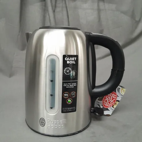 BOXED RUSSELL HOBBS QUIET BOIL STAINLESS STEEL KETTLE