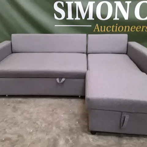 QUALITY DESIGNER CORNER SOFA RHF CHAISE WITH STORAGE - GREY FABRIC