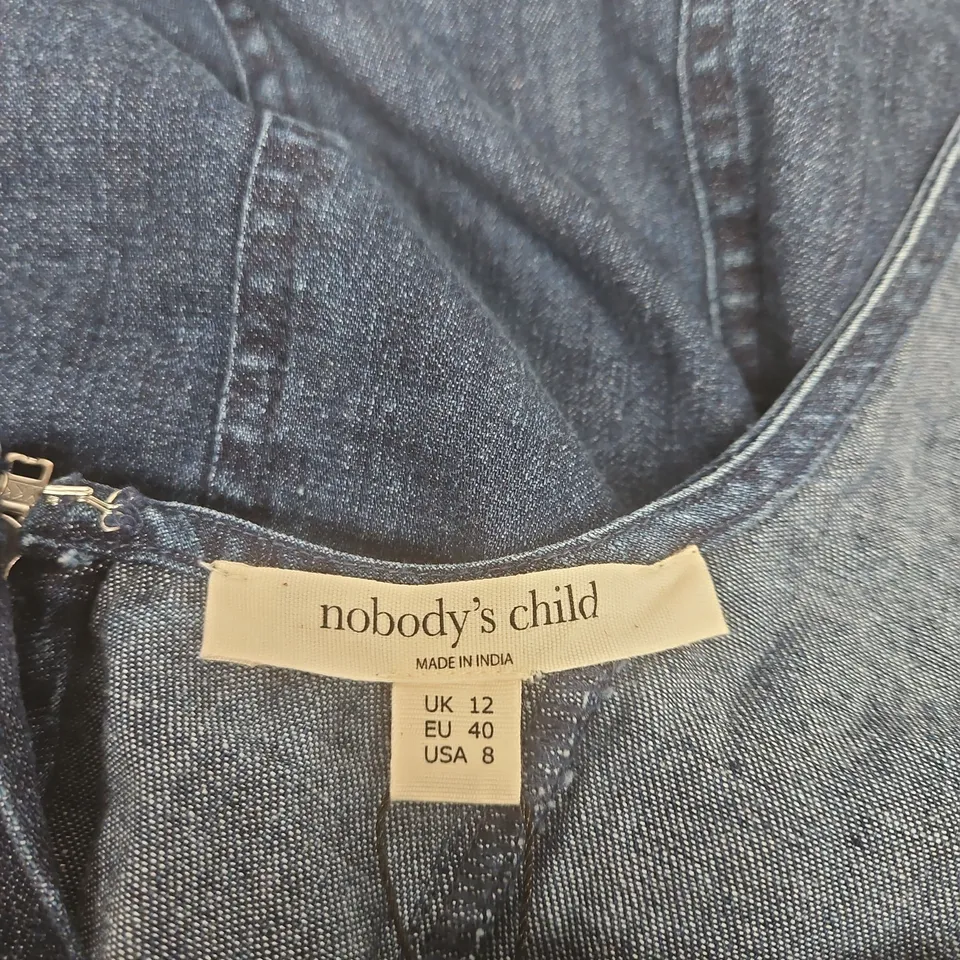 NOBODY'S CHILD ROWE DENIM MIDI DRESS – DARK WASH, UK 12 (EU 40, US 8)
