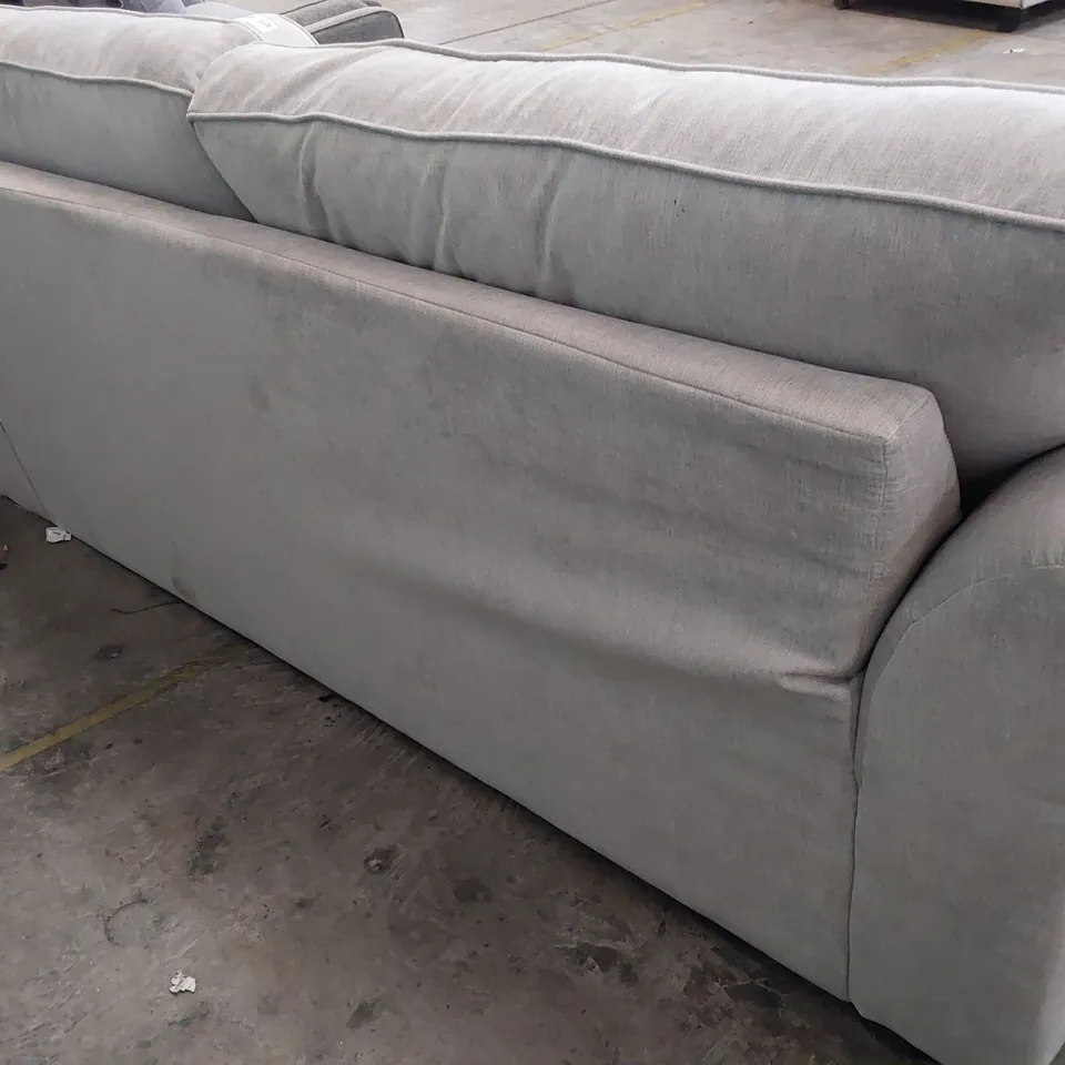 DESIGNER THREE SEATER SOFA LIGHT GREY FABRIC 