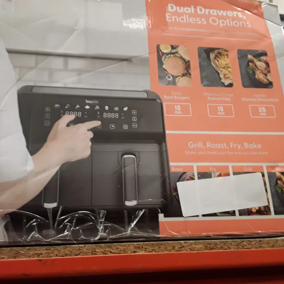BOXED KEPLIN AIR FRYER WITH DUAL COOKING ZONES BLACK COLOUR