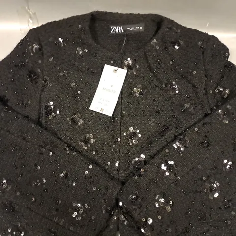 ZARA SEQUIN BLAZER IN BLACK SIZE LARGE