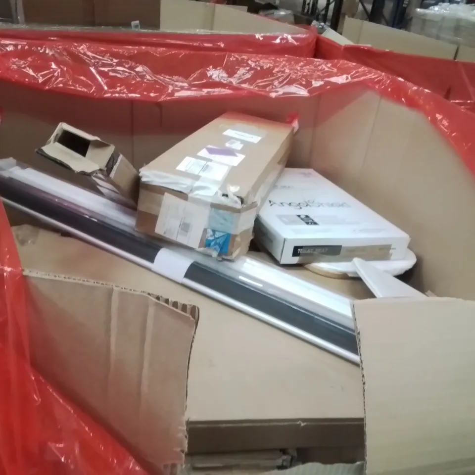 PALLET OF ASSORTED HOUSEHOLD GOODS AND PRODUCTS TO INCLUDE;TOILET SEAT,LED AQUARIUM LIGHT,ROLLER BLINDS 