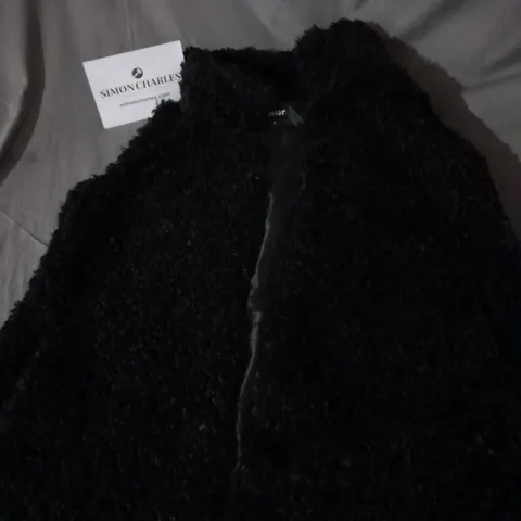 CENTIGRADE FAUX FUR SLEEVELESS COAT IN BLACK SIZE S