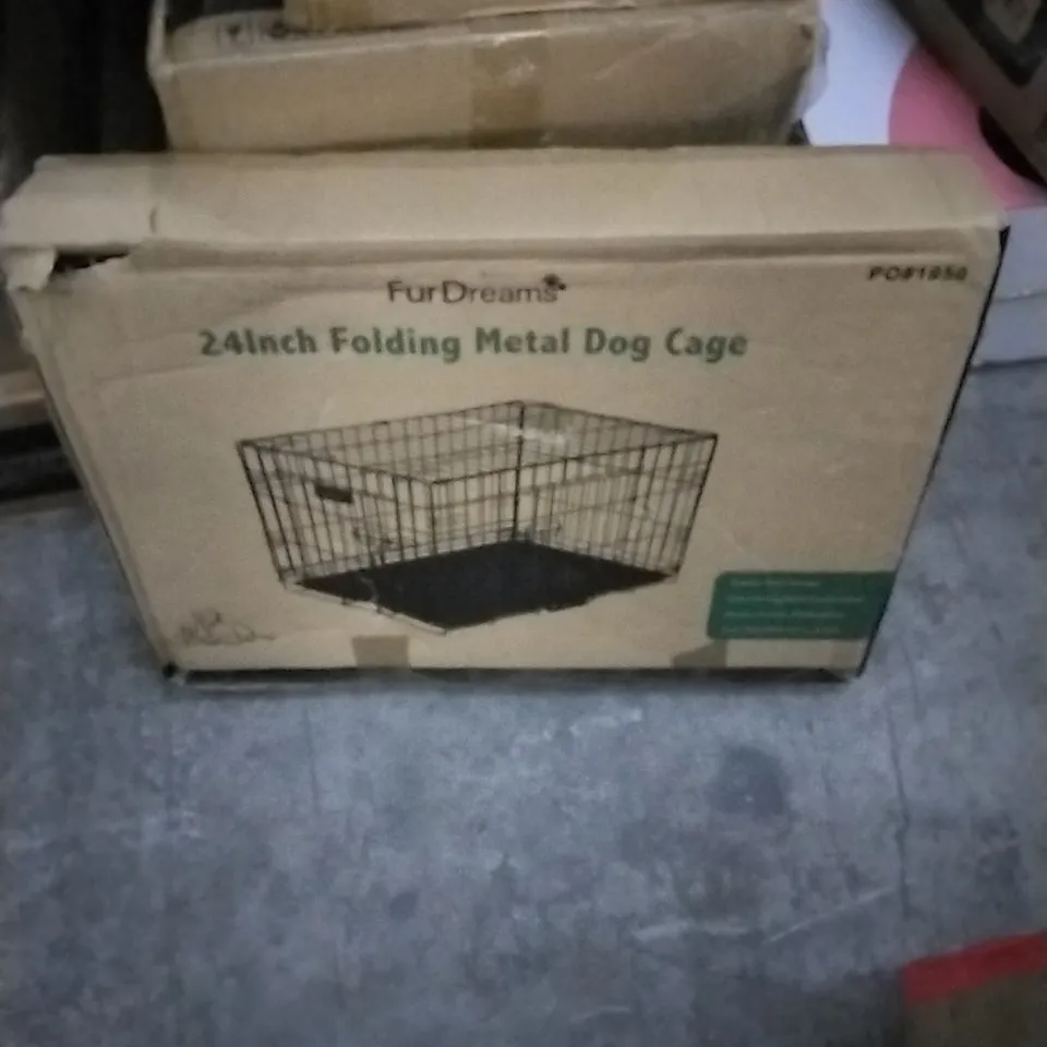 BOXED FURDREAMS 24INCH FOLDING METAL DOG CAGE 