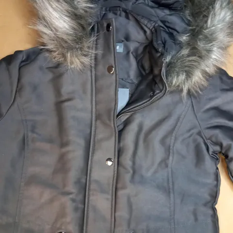 SOSANDAR COAT WITH FAUX FUR LINED HOOD IN GREY SIZE 10