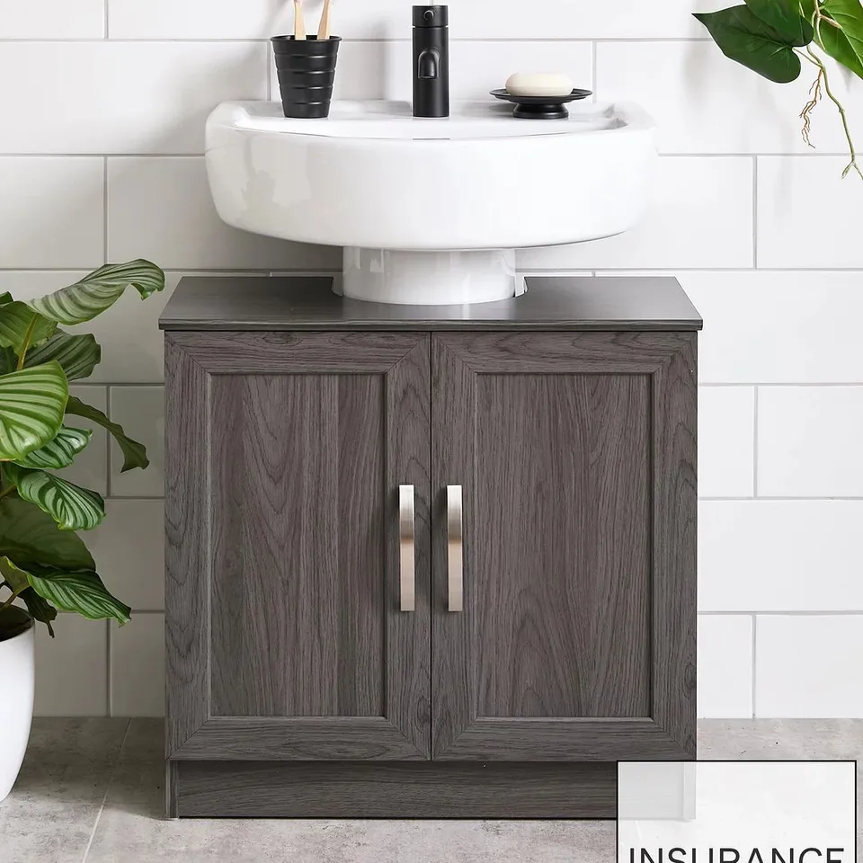 CALEDON UNDER SINK CABINET - GREY OAK - COLLECTION ONLY