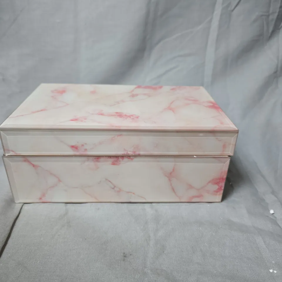 MARBLE-PATTERN JEWELLERY BOX WITH MIRROR AND MULTI-COMPARTMENT TRAY