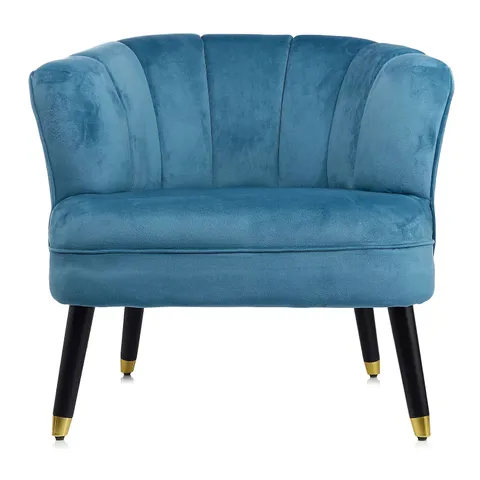 MY HOME STORIES VELVET ARMCHAIR WITH GOLD TIPPED LEGS - TEAL