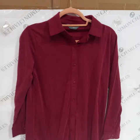 RUTH LANGSFORD SOFT COTTON SHIRT IN BURGUNDY SIZE S