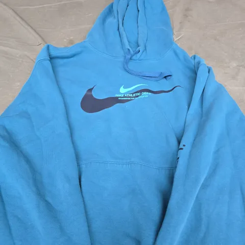 NIKE HOODIE - BLUE HOODED SWEATSHIRT WITH NIKE ATHLETIC DEPT LOGO SIZE M