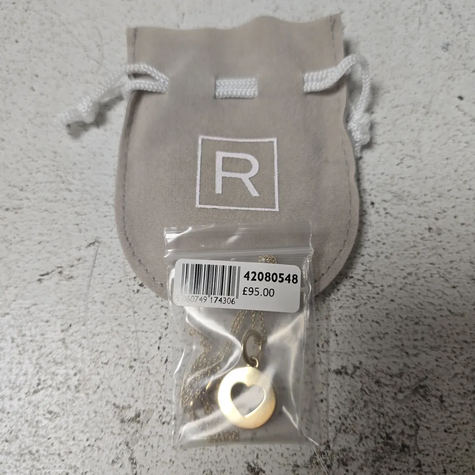 RECOGNISED GOLD HEART PENDANT & FINE CHAIN NECKLACE
