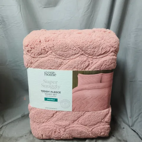 GEORGE HOME SUPER SNUGGLY TEDDY FLEECE DUVET SET – DOUBLE, PINK