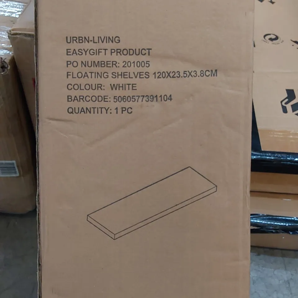 BOXED URBAN LIVING FLOATING SHELF IN WHITE // SIZE: 120 X 23.5 X 3.8cm (1 BOX)