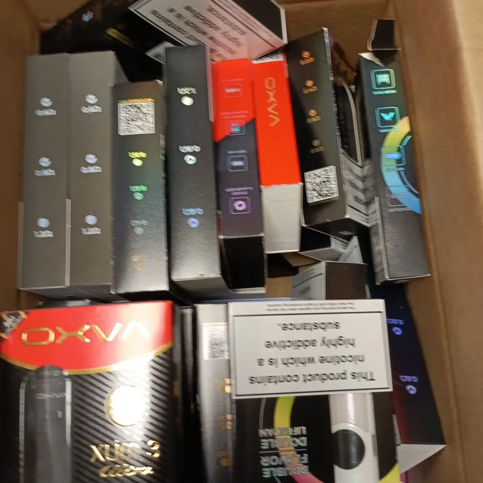 APPROXIMATELY 15 ASSORTED E-CIGARETTE PRODUCTS TO INCLUDE - OXVA, XLIM, ORIGIN ETC 